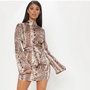 Snake Print Satin Shift Dress
